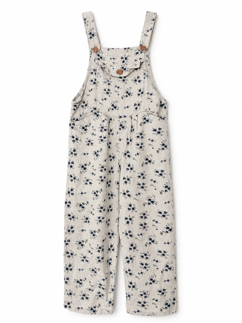 Zara Beige Floral Dungarees Overalls Jumpsuit